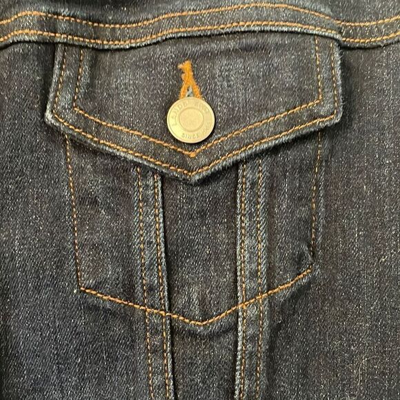 Lands’ End classic jean jacket with stretch dark Wash EUC size L - Picture 4 of 10